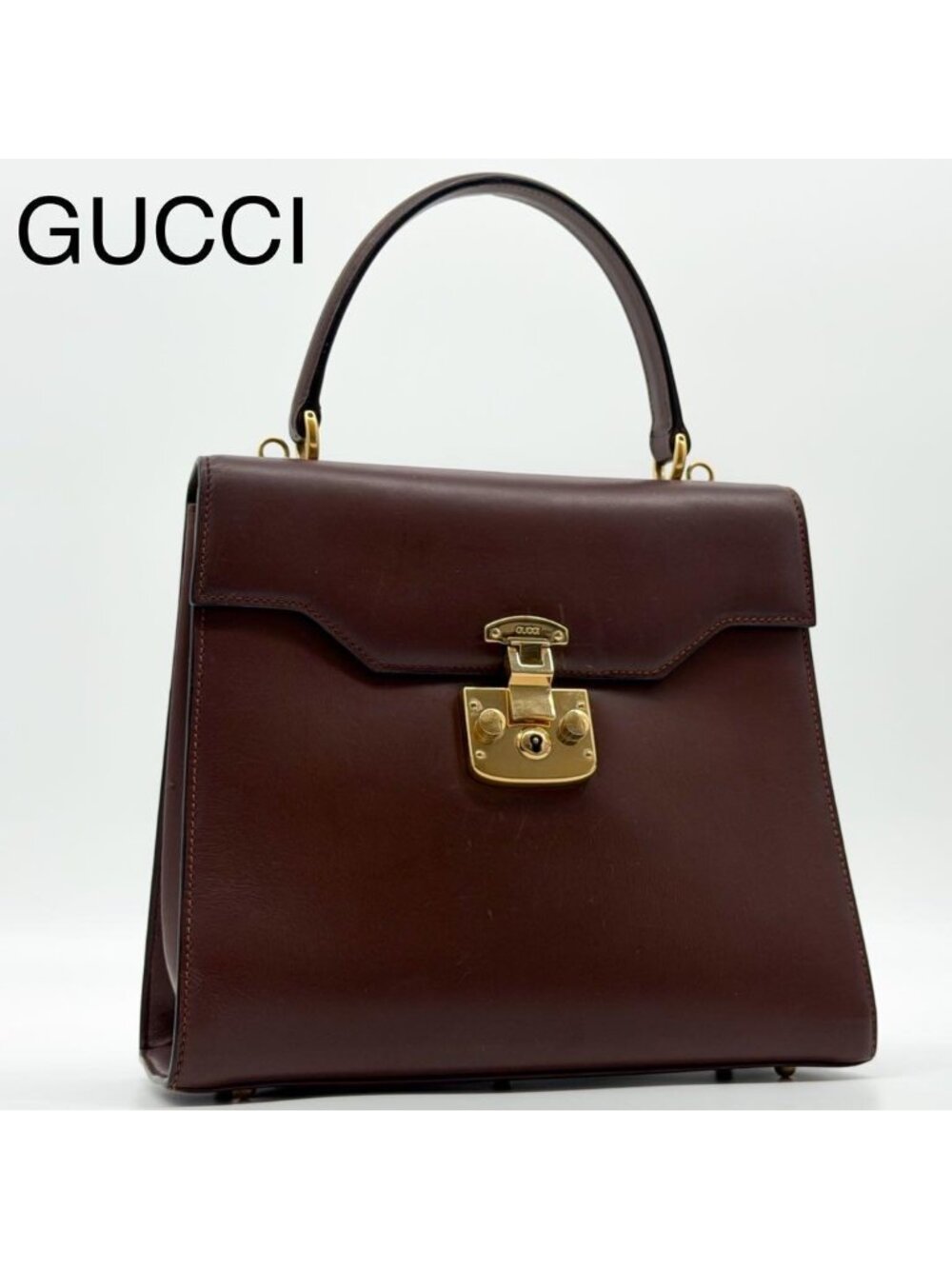 Gucci Ladylock Vintage Brown Leather Handbag - Picture 1 of 14